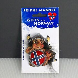 New Norwegian Hand Painted Hairy Troll Fridge Magnet